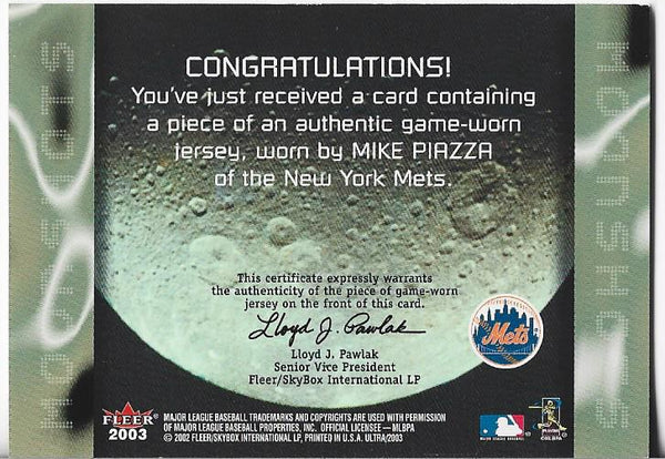 Mike Piazza 2003 Fleer Game Worn Jersey Card