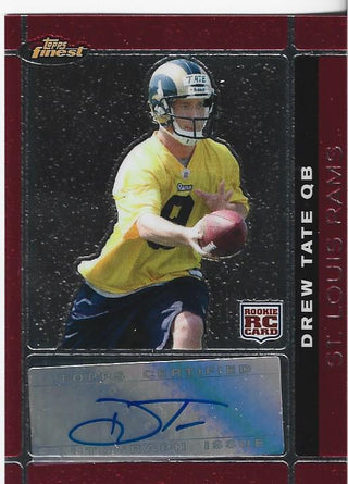 Drew Tate 2007 Topps Finest Autographed Rookie Card