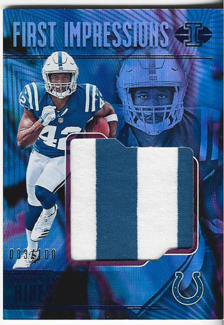 Nyheim Hines 2018 Illusions Game Worn Jersey Card 83/100