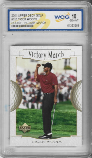 Tiger Woods 2001 Upper Deck Rookie Victory March Card #151 (WCG GEM-MT 10)