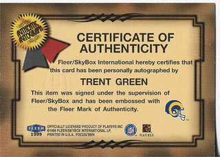 Trent Green 1999 Fleer Autographed Card