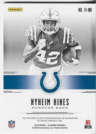 Nyheim Hines 2018 Illusions Game Worn Jersey Card 83/100