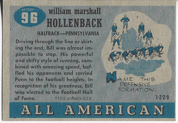 Bill Hollenback 1955 All American Card