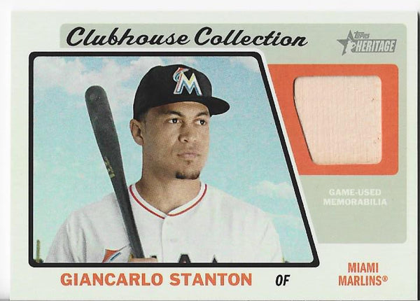 Giancarlo Stanton 2015 Topps Heritage Clubhouse Collection Game Used Bat Card