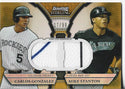 Mike Stanton and Carlos Gonzalez 2011 Topps Bowman Sterling Game Used Jersey Card 17/50 #DRB-GS
