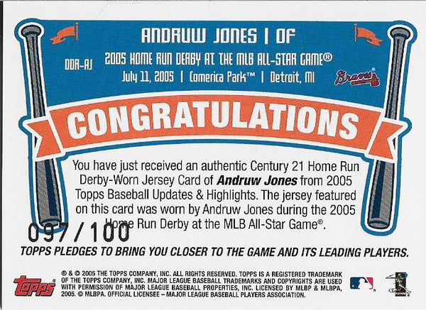 Andruw Jones 2005 Topps Home Run Derby Worn Jersey Card