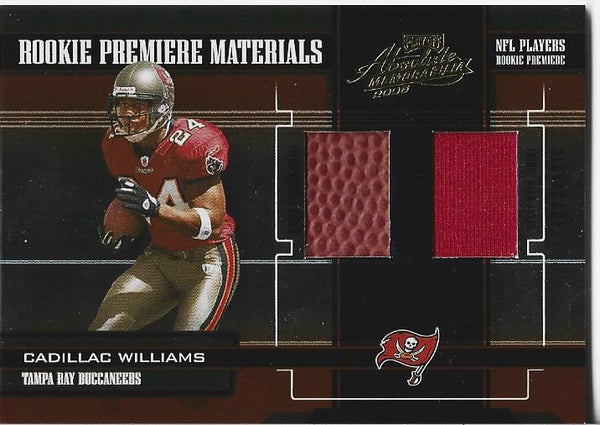 Cadillac Williams 2005 Donruss Playoff Game Used Football and Jersey Card 406/750