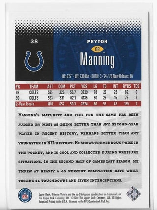 Peyton Manning 2000 Upper Deck #38 Card