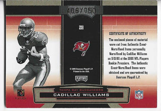 Cadillac Williams 2005 Donruss Playoff Game Used Football and Jersey Card 406/750