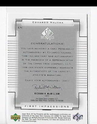 Eduardo Najera 2000 Upper Deck First Impressions Autographed Card