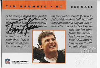 Tim Krumrie Autographed 1992 Pro Line Portraits Card