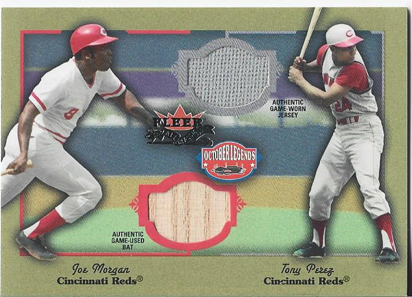 Joe Morgan and Tony Perez 2002 Fleer Game Used Jersey and Bat Card