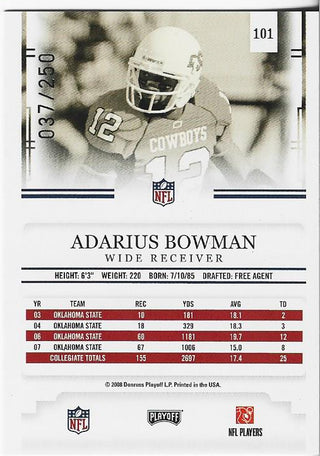 Adarius Bowman 2008 Donruss Playoff Autographed Card