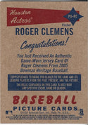 Roger Clemens 2005 Topps Game Worn Jersey Card