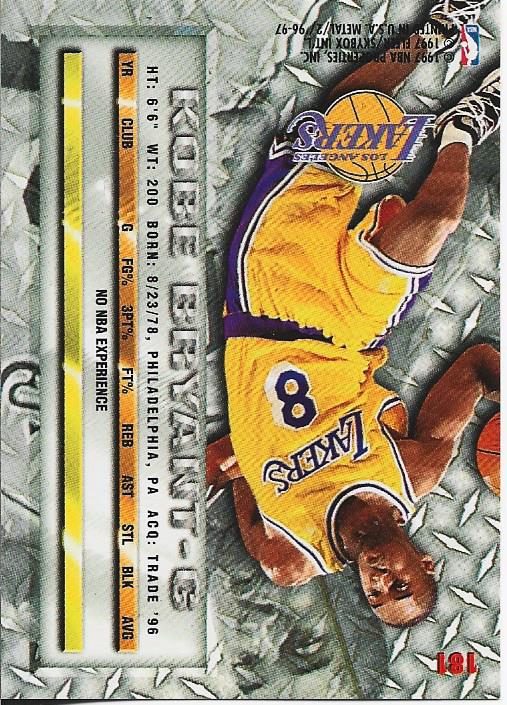 Kobe Bryant 1997 Fleer Metal Rookie Card #181