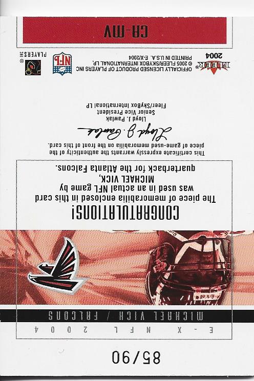 Michael Vick 2004 Fleer Game Used Jersey Card