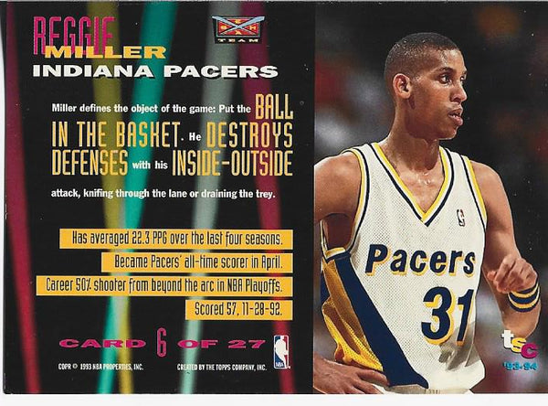 Reggie Miller 1993 Topps Stadium Club Card