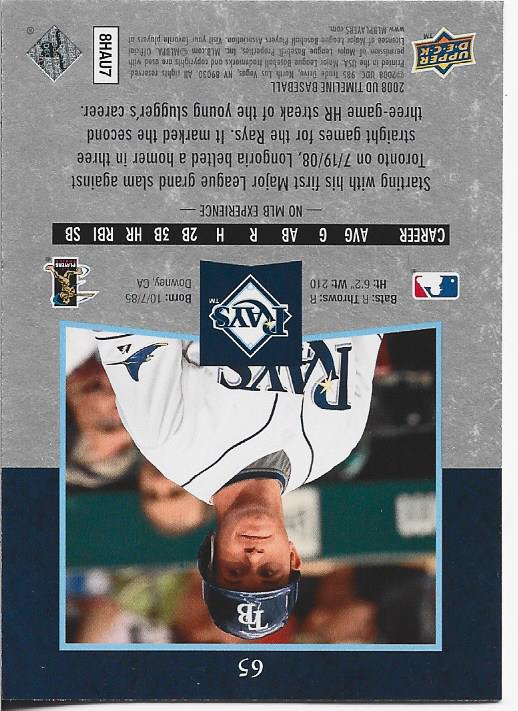 Evan Longoria 2008 Upper Deck Rookie Card