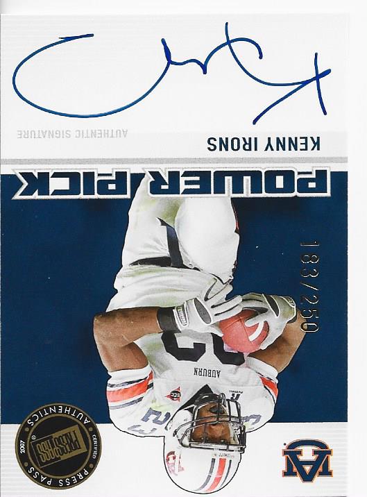 Kenny Irons 2007 Press Pass Autographed Card 183/250