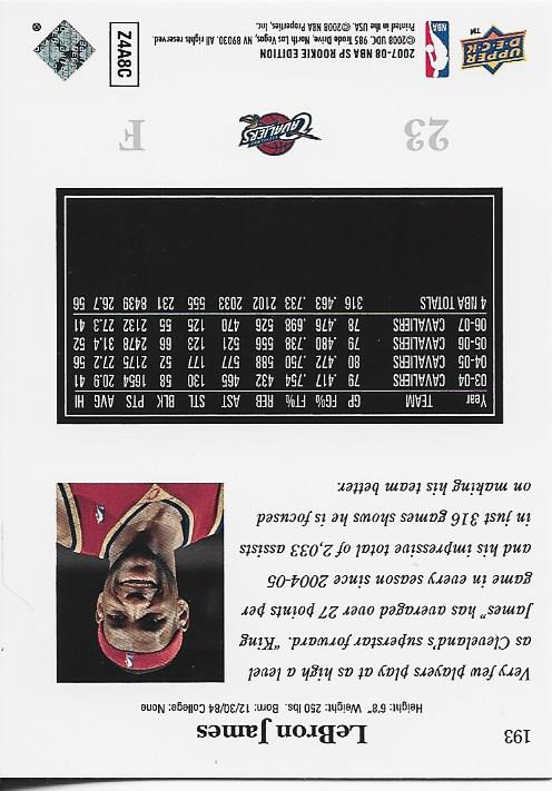 LeBron James 2007 Upper Deck SP Rookie Edition Card #193