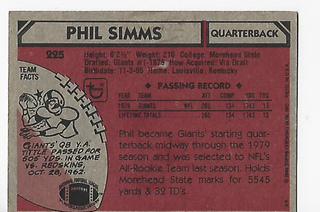 Phil Simms 1980 Topps #225 Rookie Card