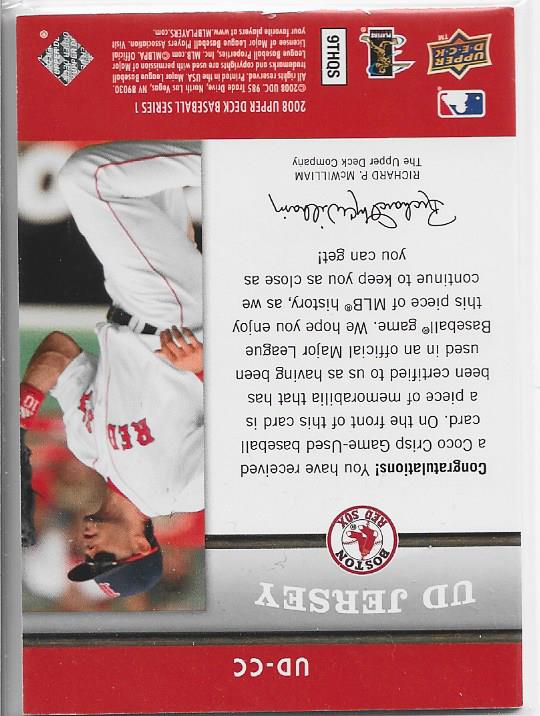 Coco Crisp 2008 Upper Deck Game Used Jersey Card