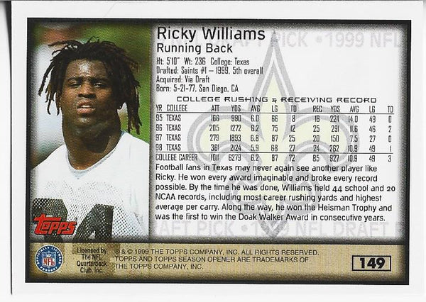 Ricky Williams 1999 Topps Rookie Card