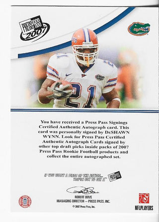 DeShawn Wynn 2007 Press Pass Autographed Card