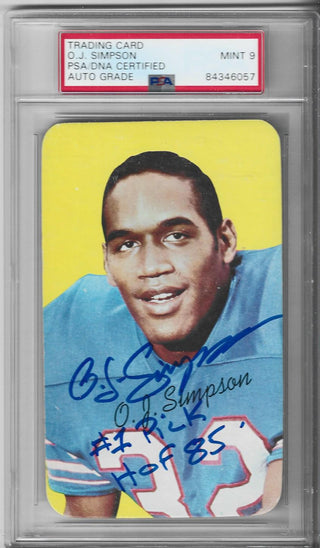 OJ Simpson 1970 Topps Autographed Rookie Card (PSA Auto Grade Mint 9) #24