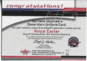 Vince Carter 2001 Fleer Game Worn Jersey Card