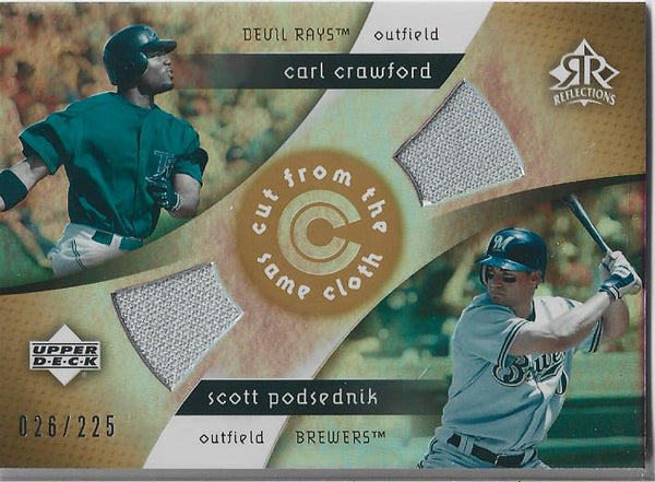 Carl Crawford and Scott Posednik 2005 Upper Deck Game Used Jersey Card 26/225