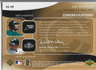 Carl Crawford and Scott Posednik 2005 Upper Deck Game Used Jersey Card 26/225