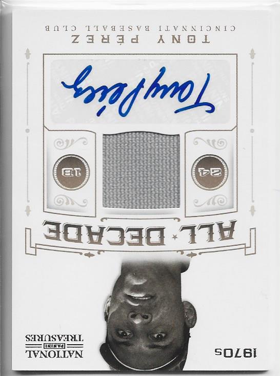 Tony Perez 2012 National Treasures Game Used Jersey and Autographed Card 19/25
