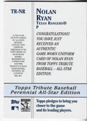 Nolan Ryan 2003 Topps Game Worn Jersey Card #TR-NR