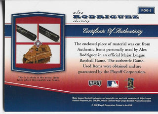 Alex Rodriguez 2002 Playoff Game Used Bat Card #POG-5