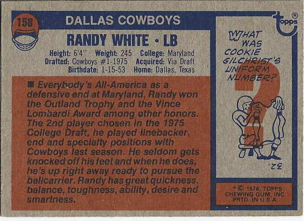 Randy White 1976 Topps Rookie Card #158