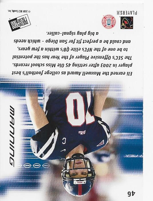 Eli Manning 2004 Press Pass Card