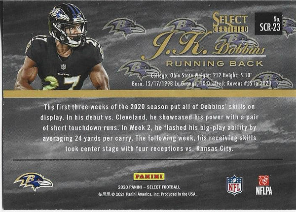 JK Dobbins 2020 Panini Select Rookie Card #SCR-23