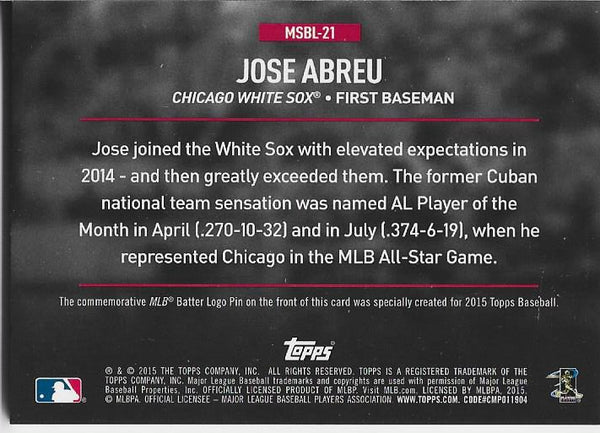 Jose Abreu 2015 Topps Logo Pin Card