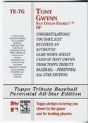 Tony Gwynn 2003 Topps Game Worn Jersey Card #TR-TG