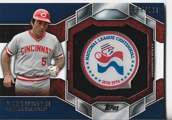 Johnny Bench 2015 Topps Commemorative Patch Pin Card 55/199