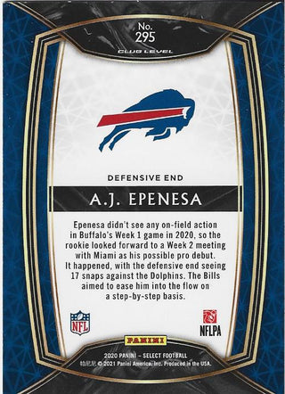 AJ Epenesa 2020 Panini Select Club Level Rookie Card #295