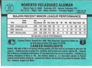 ROBERTO ALOMAR 1988 Donruss the Rookies 35 Baseball Card 