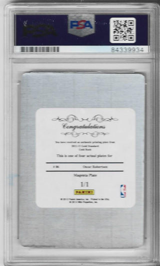 Oscar Robertson 2013 Panini Gold Standard Magenta Plate Autographed Card 1/1 (PSA)