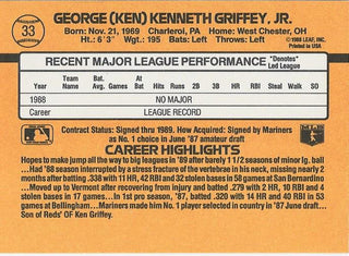 Ken Griffey Jr 1988 Leaf Rookie Card