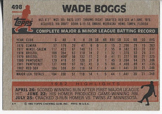 Wade Boggs 1983 Topps Card