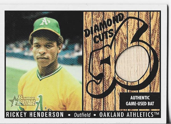 Rickey Henderson 2003 Topps Game Used Bat Card #DC-RH