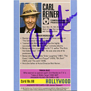 Carl Reiner Autographed / Signed 1991 Hollywood Card (James Spence)