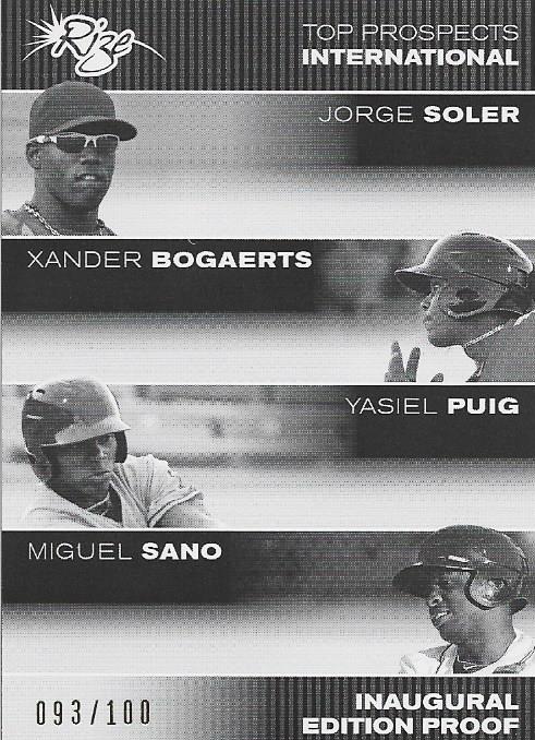Jorge Soler / Xander Bogaerts / Yasiel Puig / Miguel Sano 2012 Leaf Card #93/100