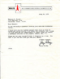 Jerry Priddy Autographed / Signed Letter